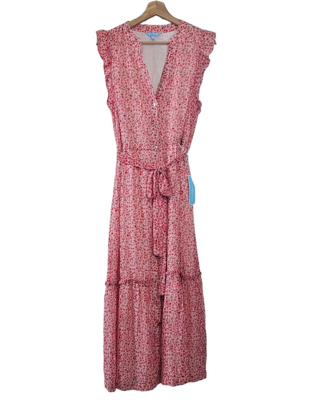 Draper James Red White Floral Flutter Sleeve Maxi Dress NWT Size XL